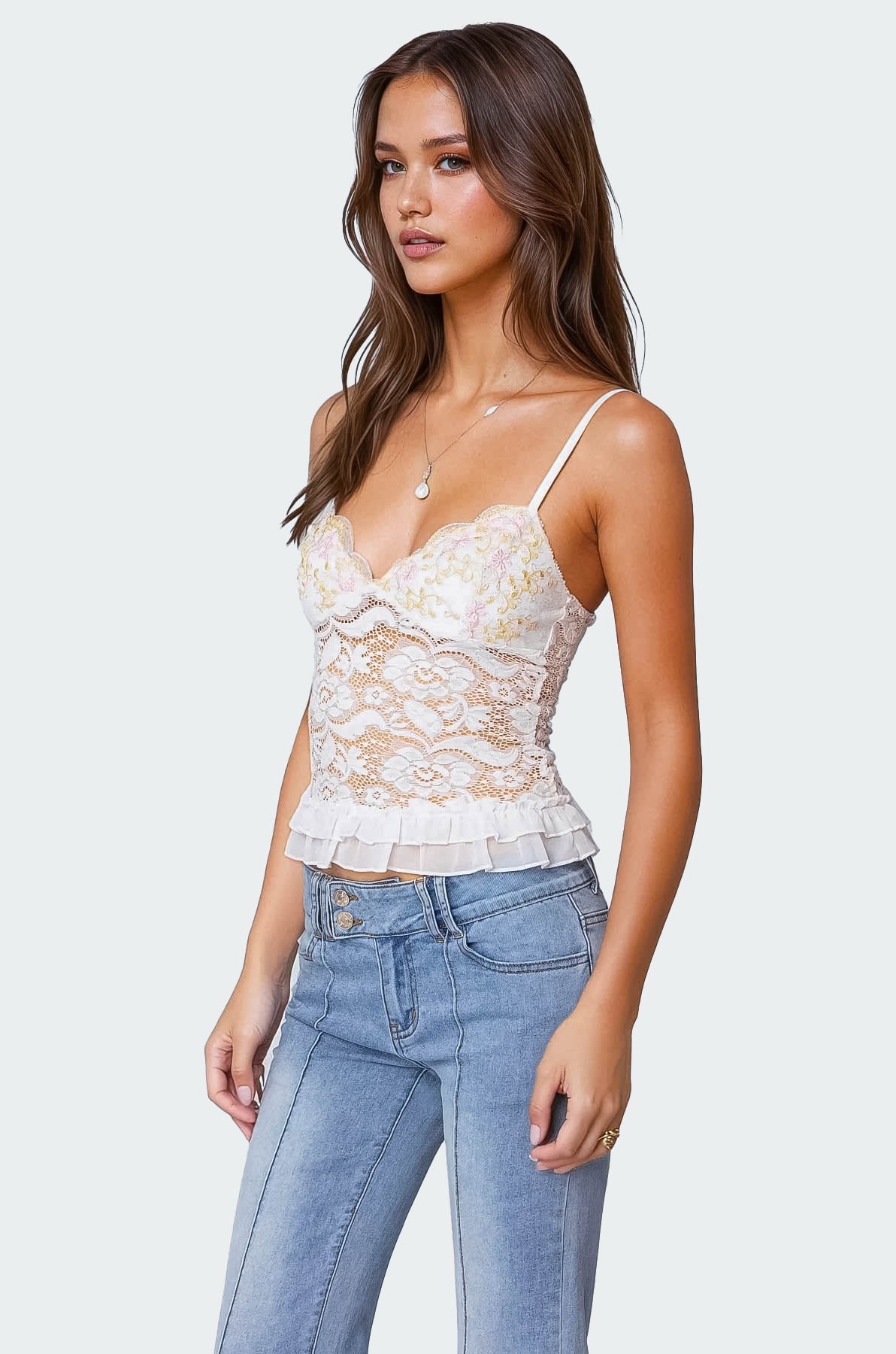 Torin Sheer Lace Tank Top - Image 3